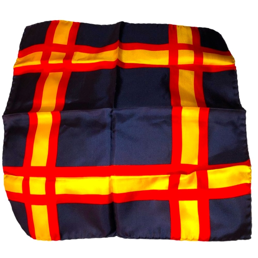 Symphony Square Handcraft Italy  blue red yellow graphic Pocket Square S…